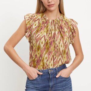 VELVET BY GRAHMA & SPENCER ADARA FLUTTER SLEEVE TOP BLOUSE  SIZE SMALL NWT
